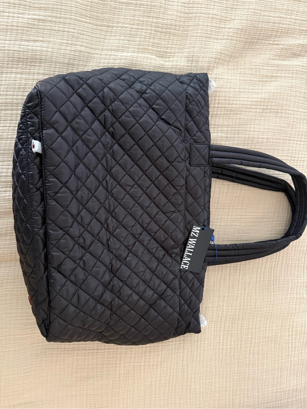 MZ Wallace Black Quilted Metro Tote with Top Handles and Shoulder Strap - Picture 4 of 8